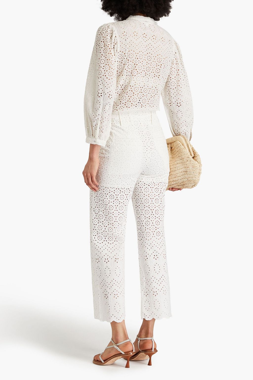 VERONICA BEARD Riggs broderie anglaise cotton straight-leg pants