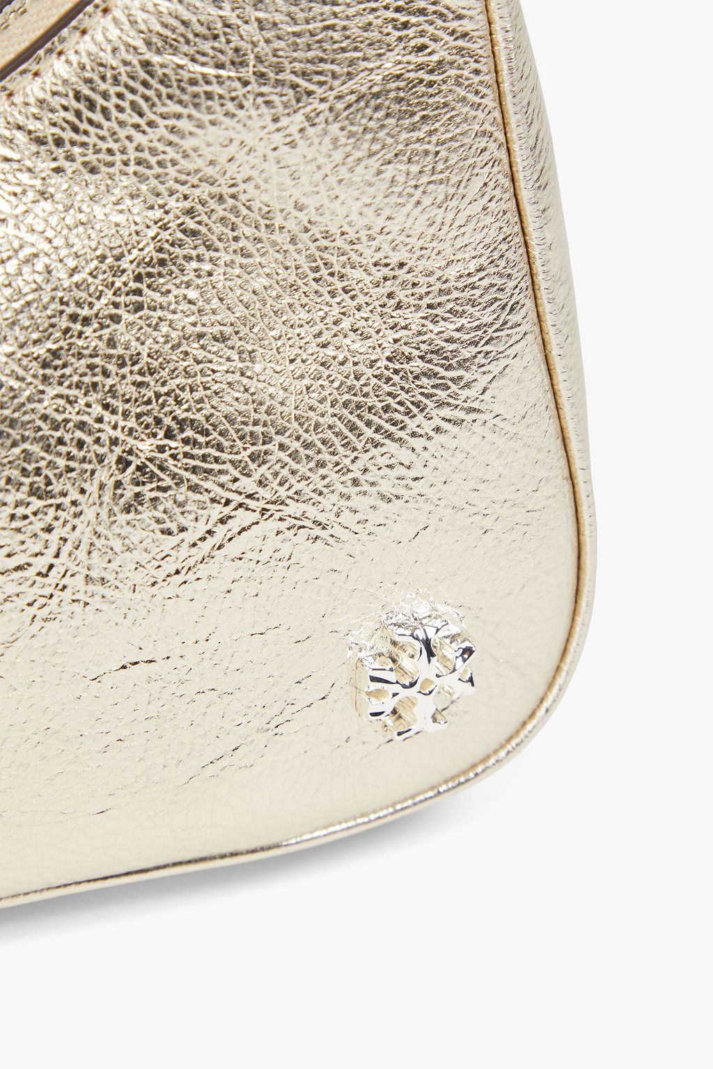 TORY BURCH Mercer metallic pebbled-leather shoulder bag
