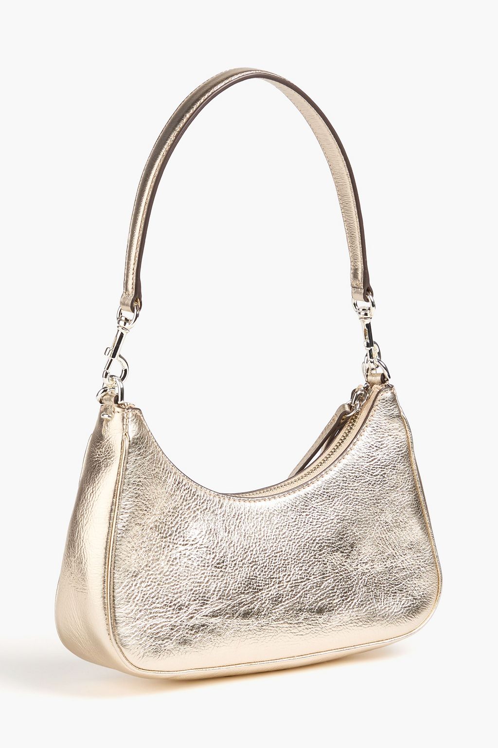TORY BURCH Mercer metallic pebbled-leather shoulder bag