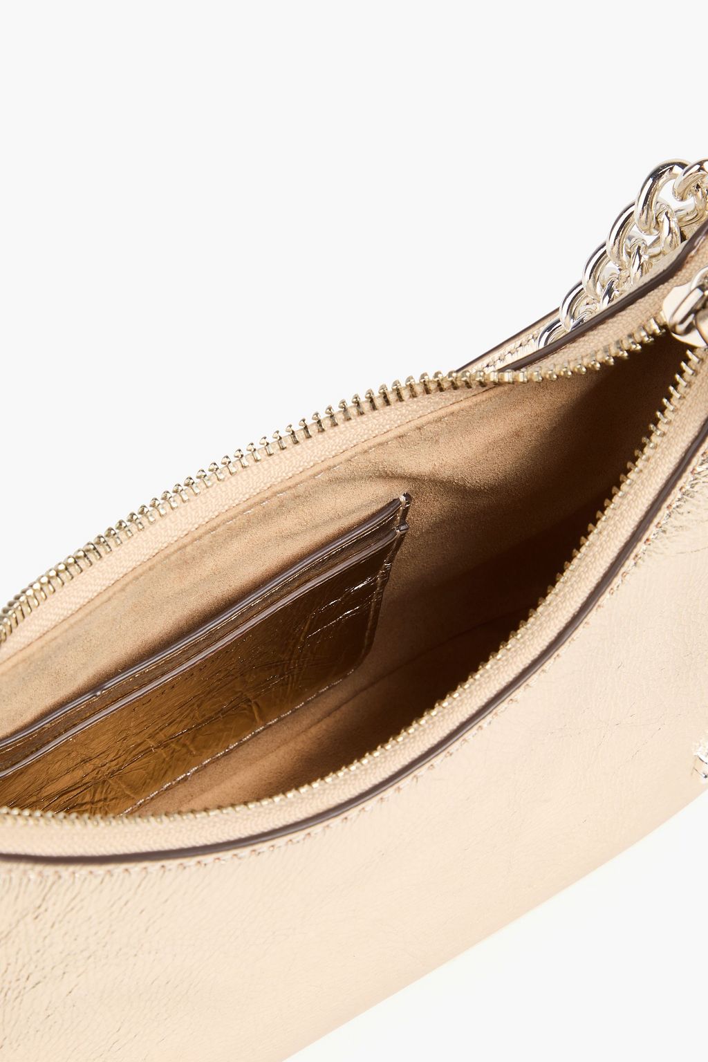 TORY BURCH Mercer metallic pebbled-leather shoulder bag