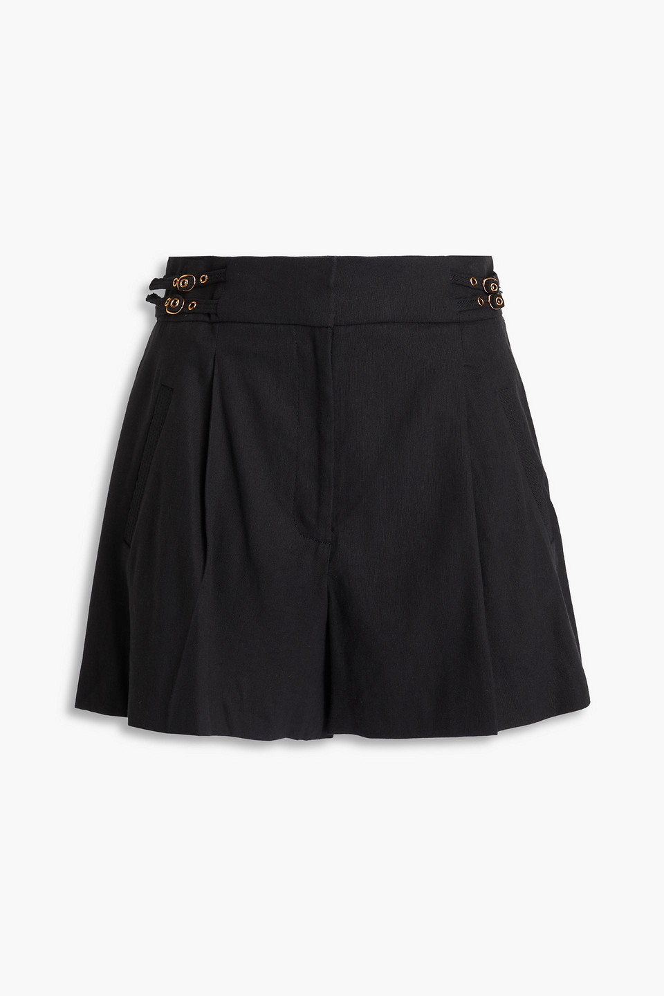 Veronica Beard Goodwin Pleated Linen-blend Shorts In Black