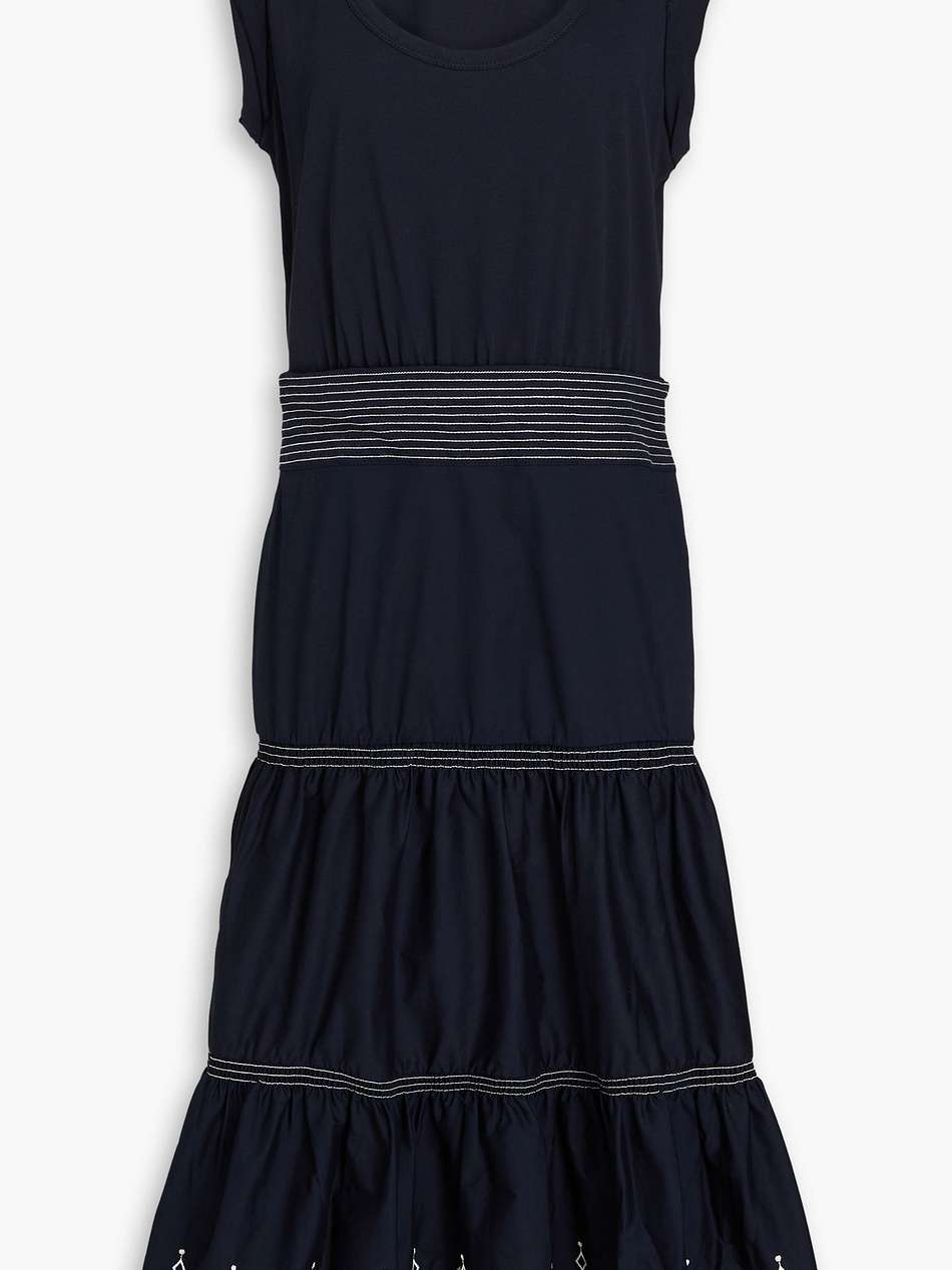 amaia jersey-paneled cotton-poplin midi dress