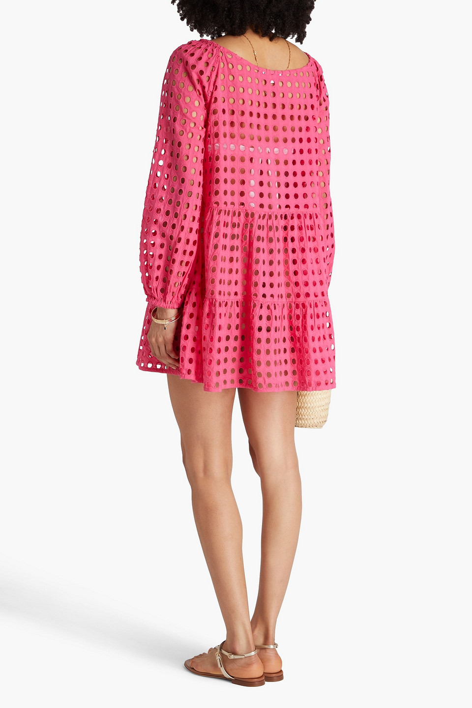 Solid & Striped Evan Eyelet Mini Dress In Pink