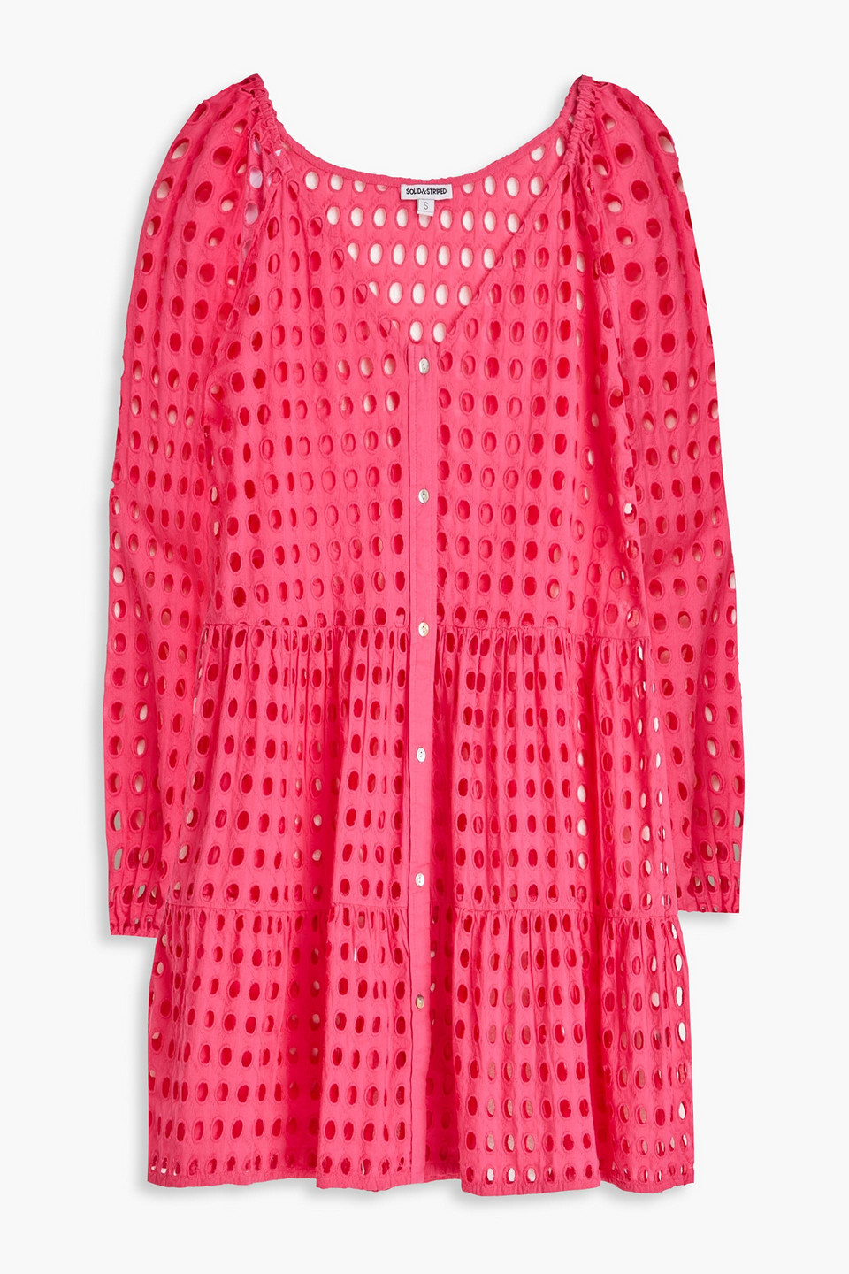 Solid & Striped The Evan Broderie Anglaise Cotton Mini Dress In Pink