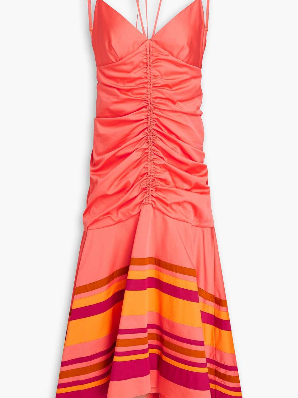 fitz ruched cotton-blend poplin midi dress