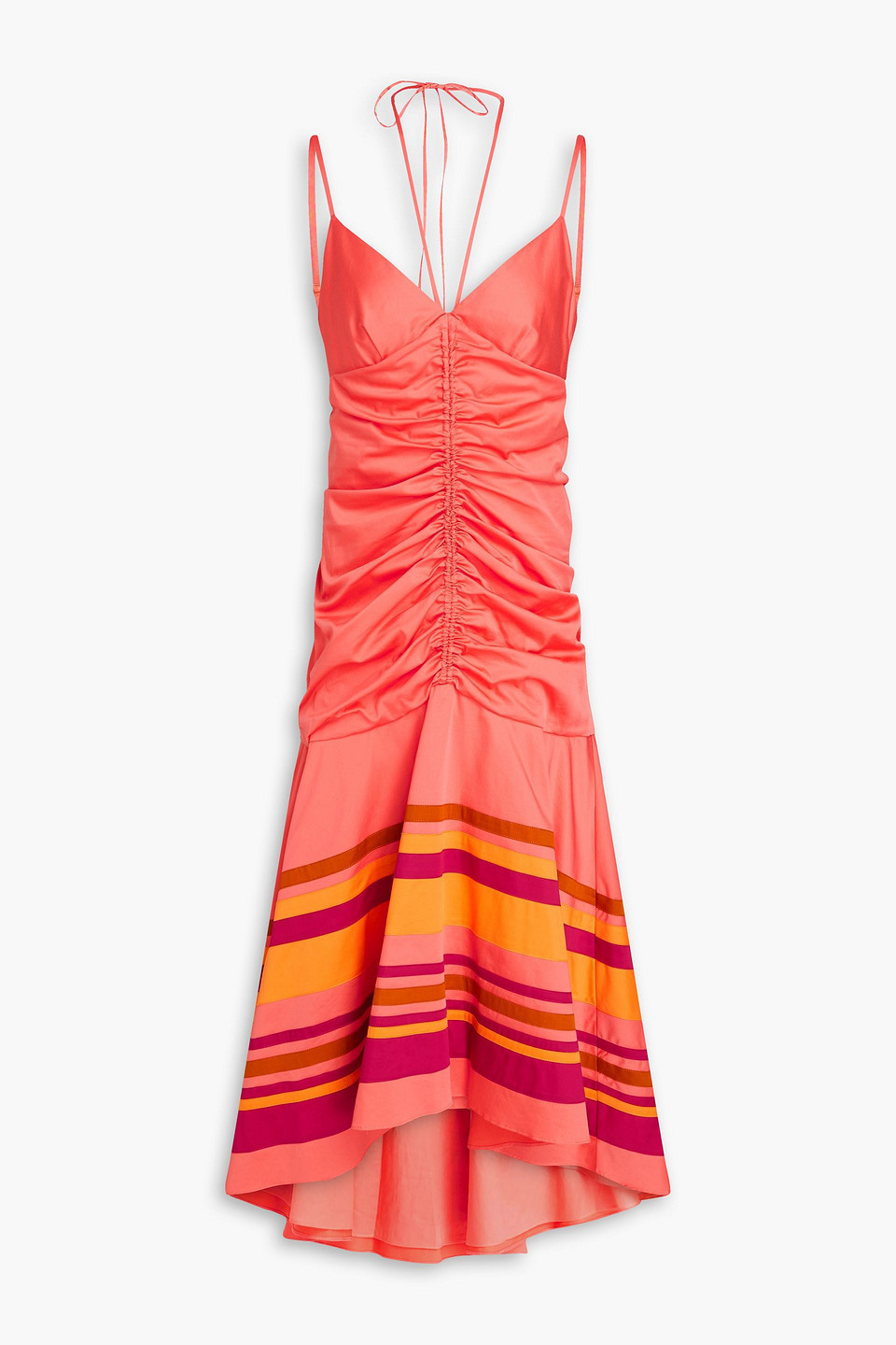 Fitz ruched cotton-blend poplin midi dress
