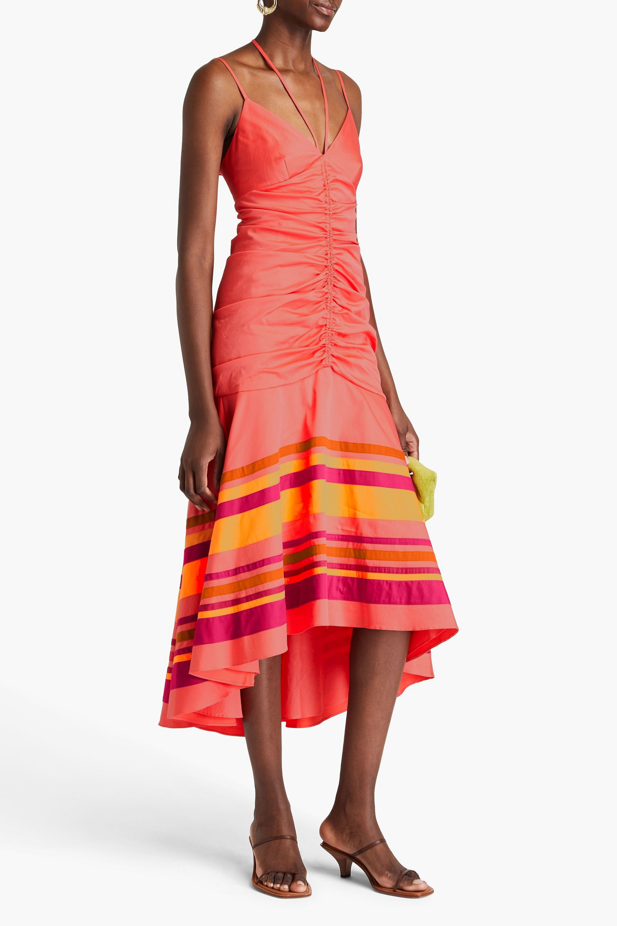 Veronica Beard Fitz ruched cotton-blend poplin midi dress