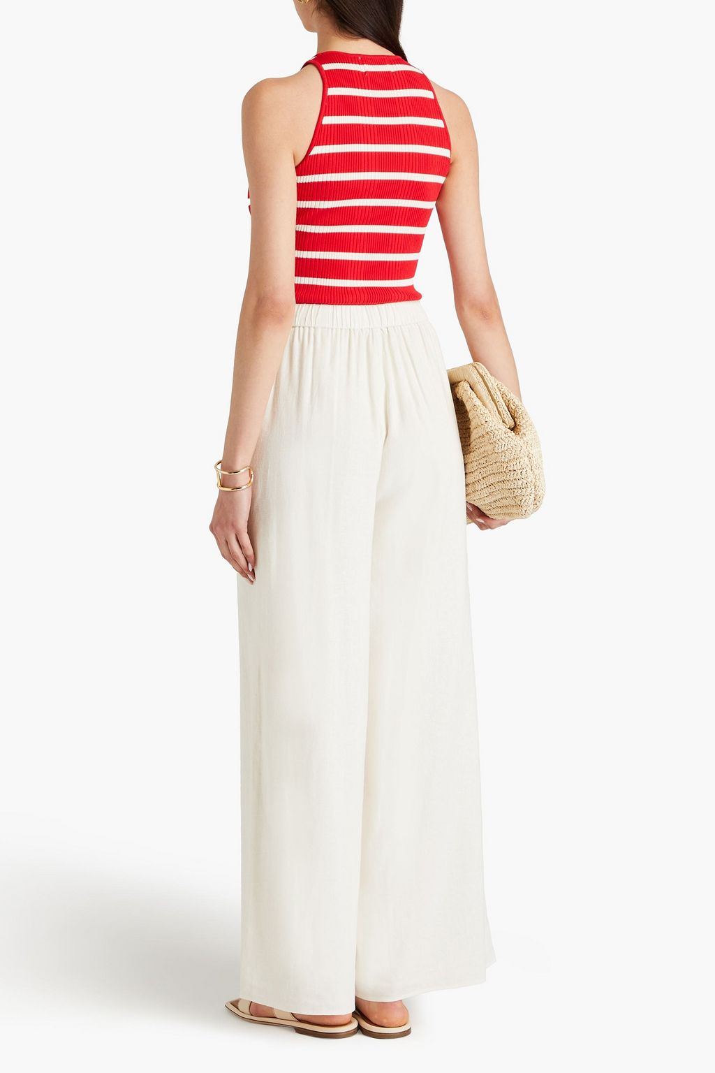 SOLID & STRIPED بنطلون «ديلاني» من مزيج الكتان بقصة أرجل واسعة