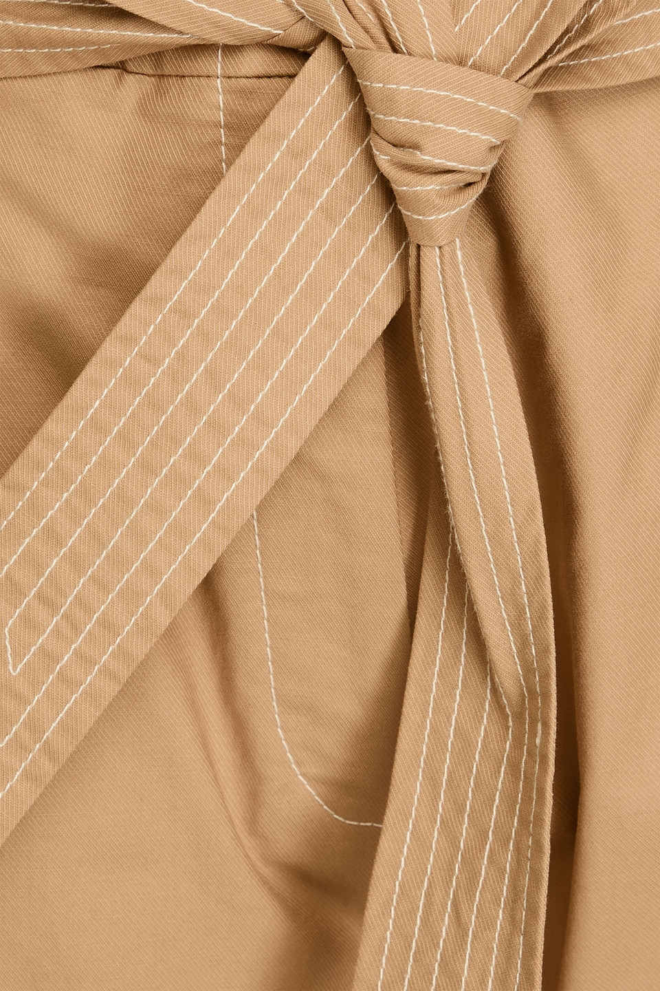 VERONICA BEARD LANG BELTED PLEATED COTTON-BLEND TWILL WIDE-LEG PANTS