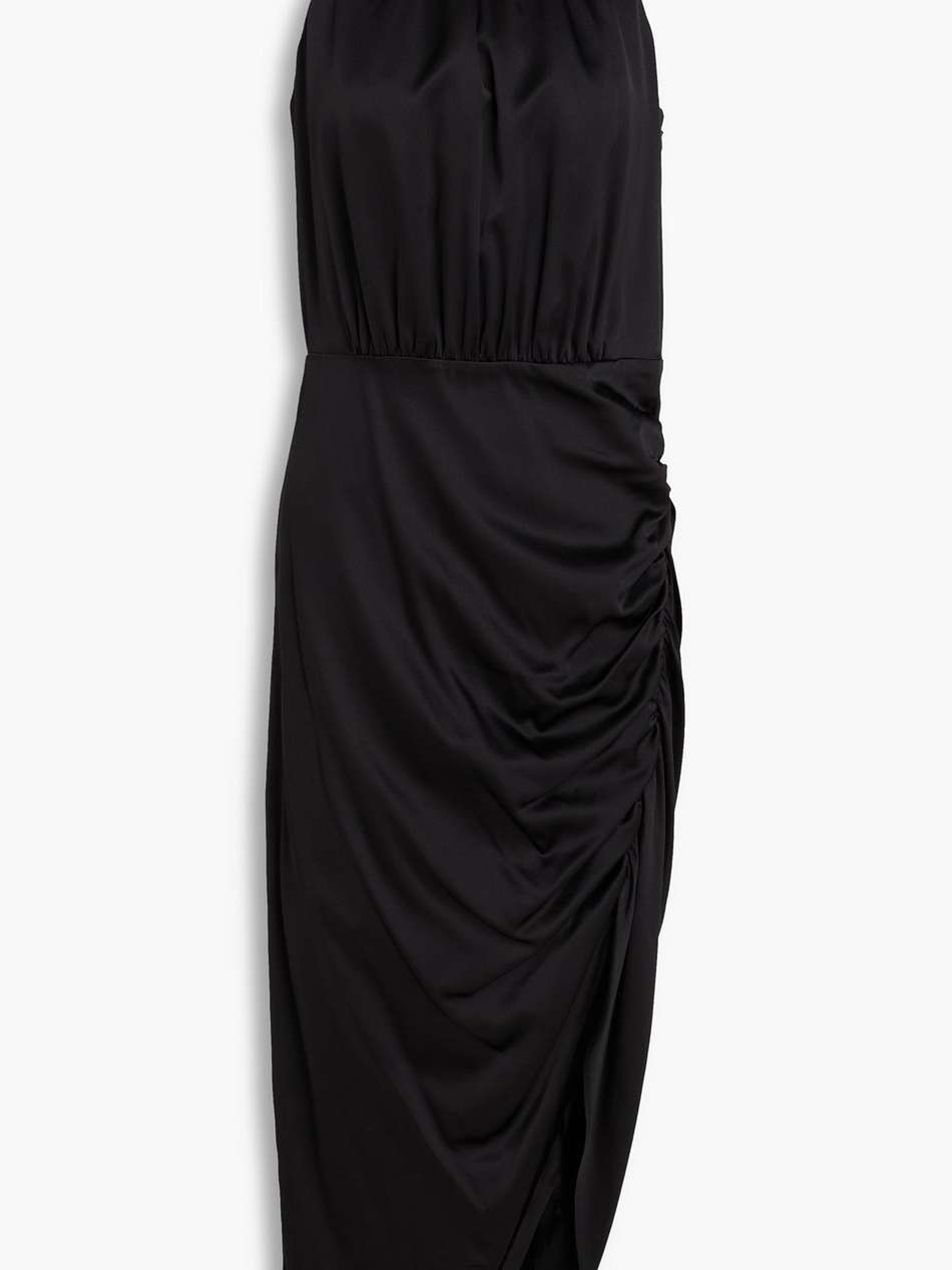 gabriella asymmetric silk-blend satin halterneck midi dress