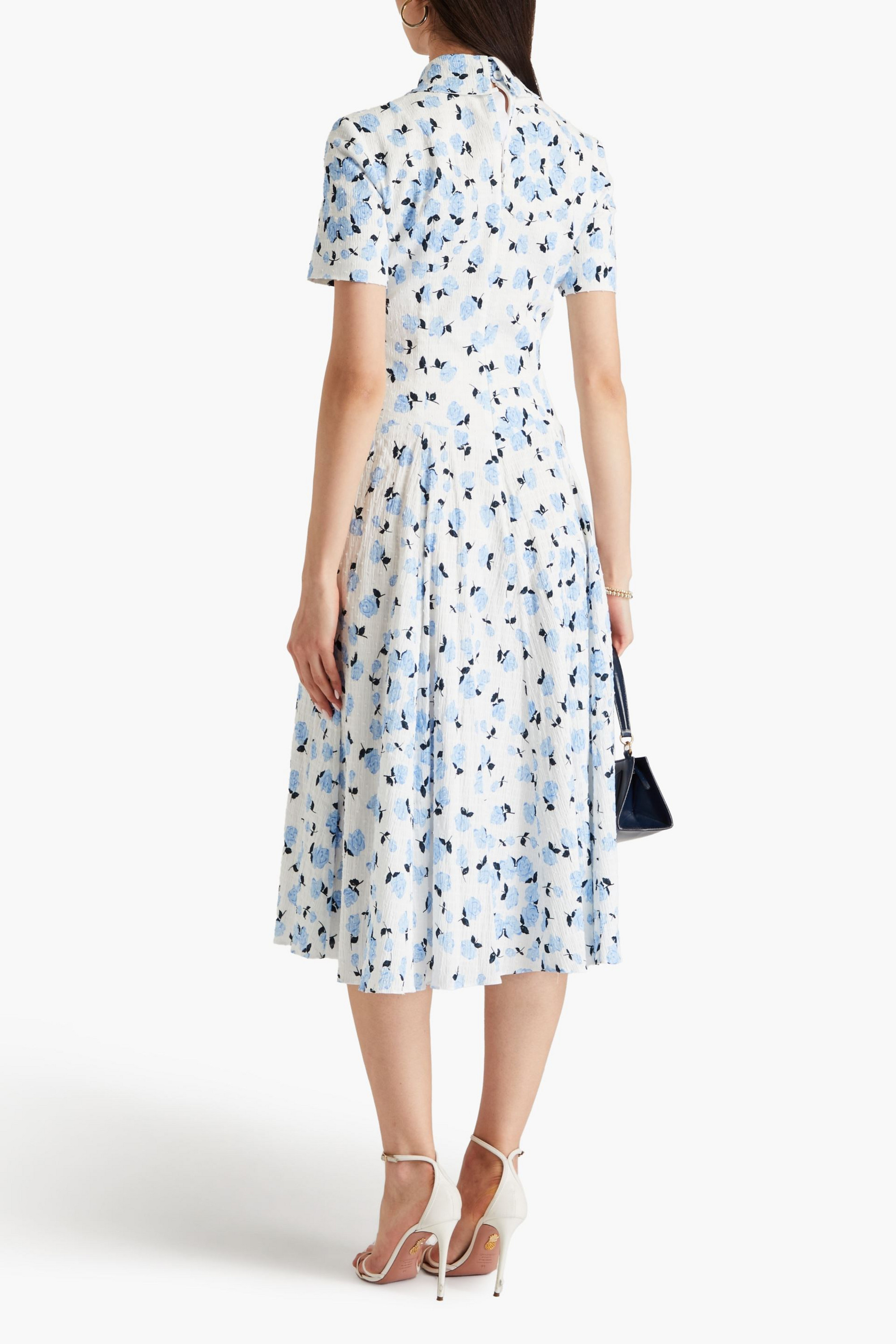 Emilia Wickstead Jody floral-print Swiss-dot cotton-blend midi shirt dress