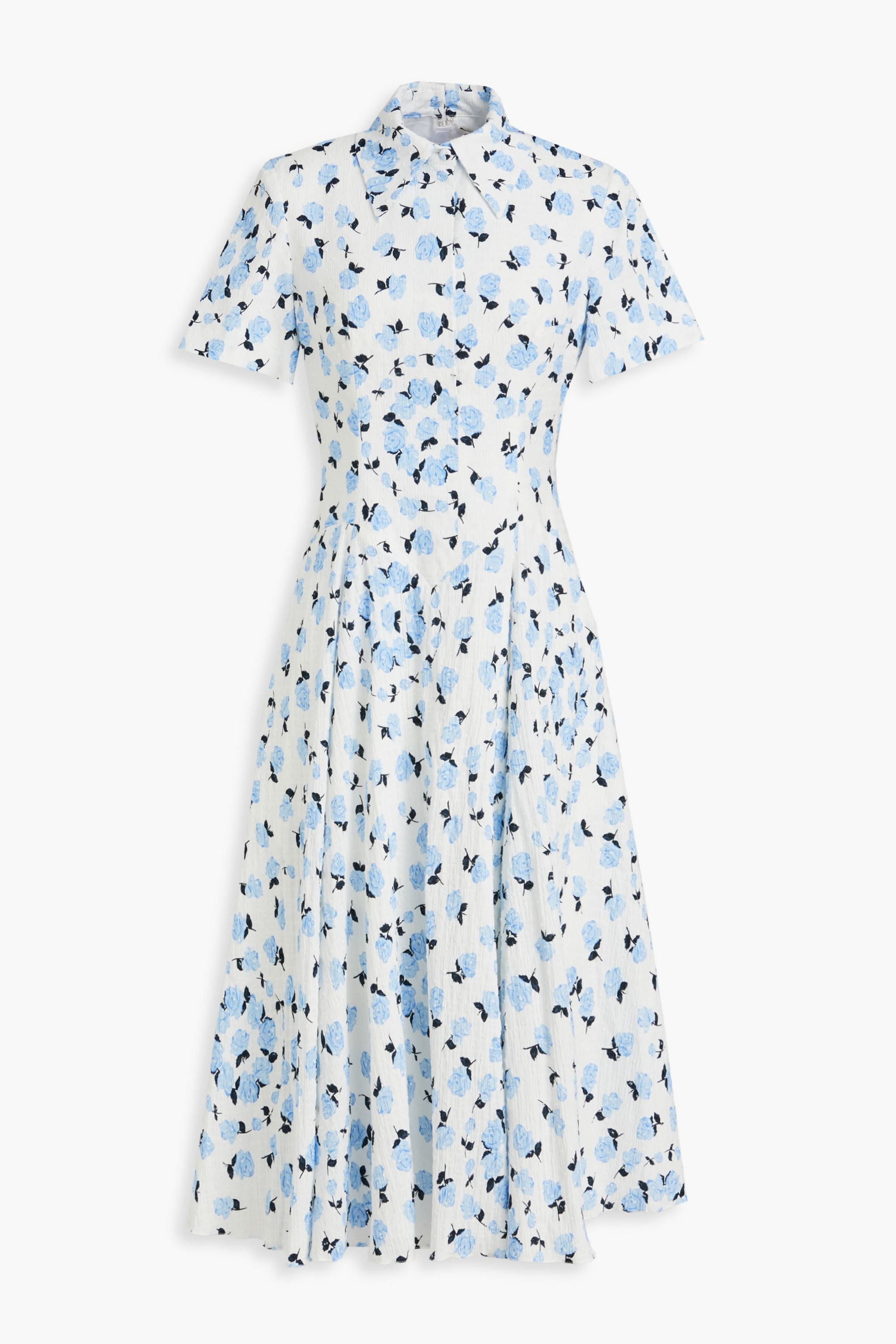 Emilia Wickstead Jody floral-print Swiss-dot cotton-blend midi shirt dress
