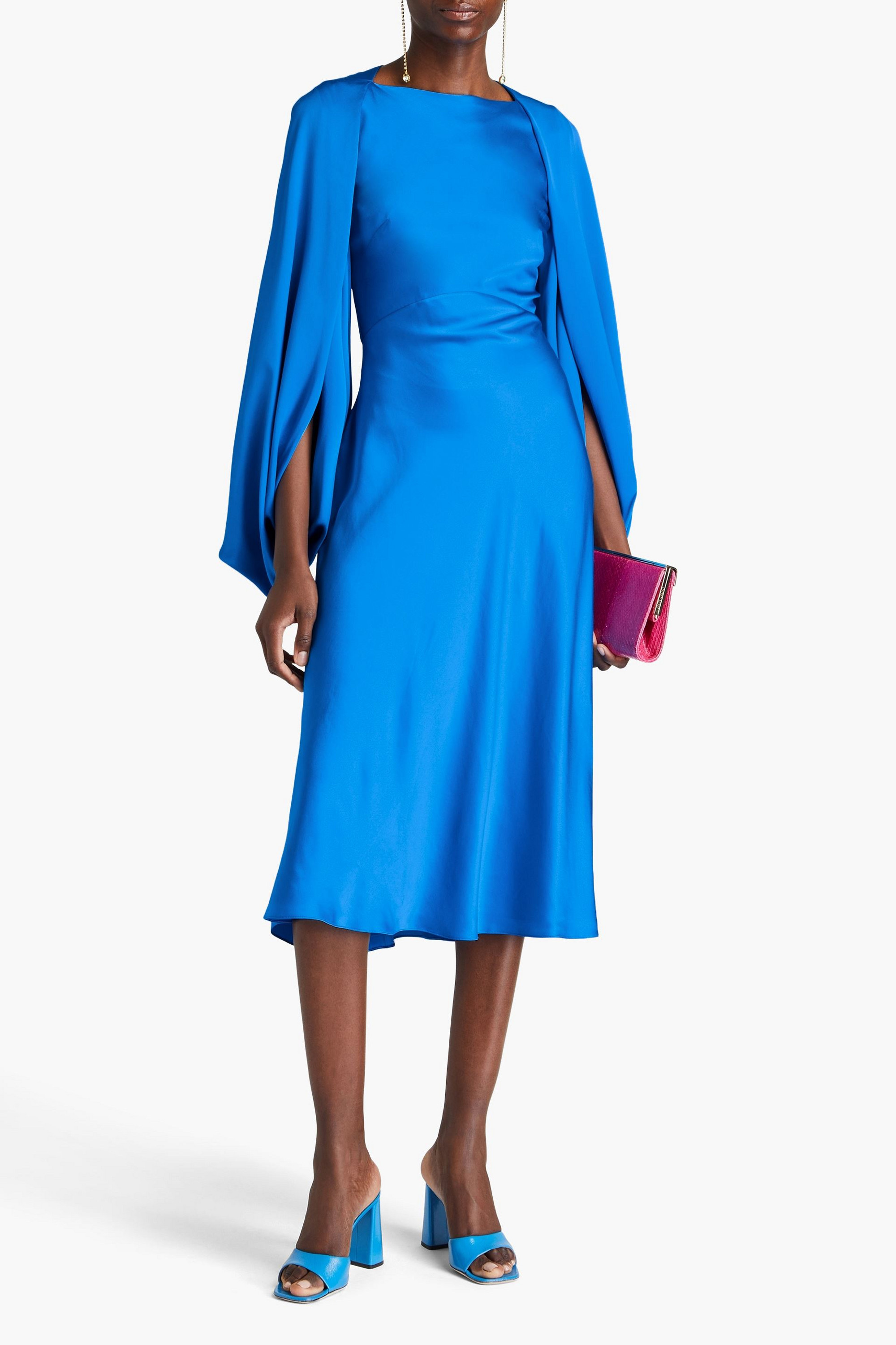 Roksanda Koda cape-effect silk-satin midi dress