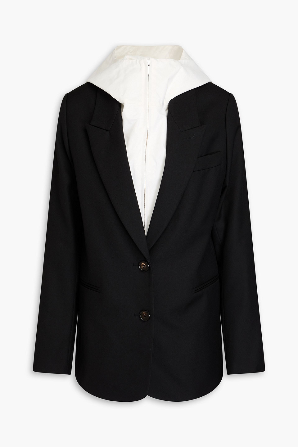 Tory Burch Paneled Piqué, Wool And Canvas Blazer In Black