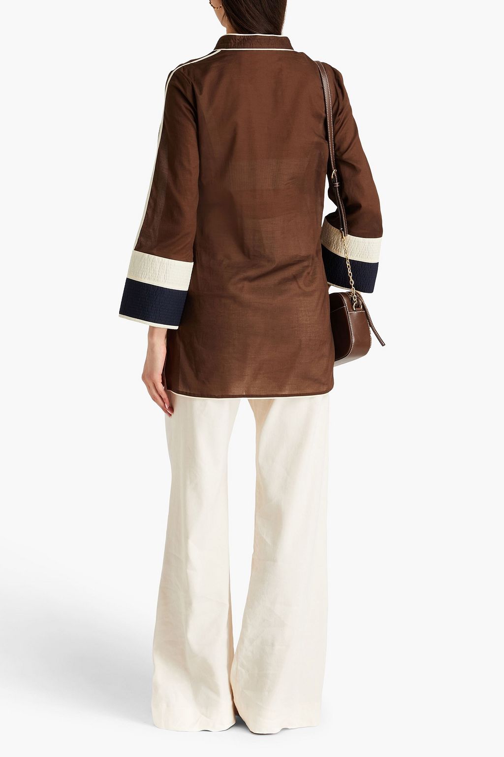 TORY BURCH Tunika aus Baumwoll-Voile in Colour-Block-Optik
