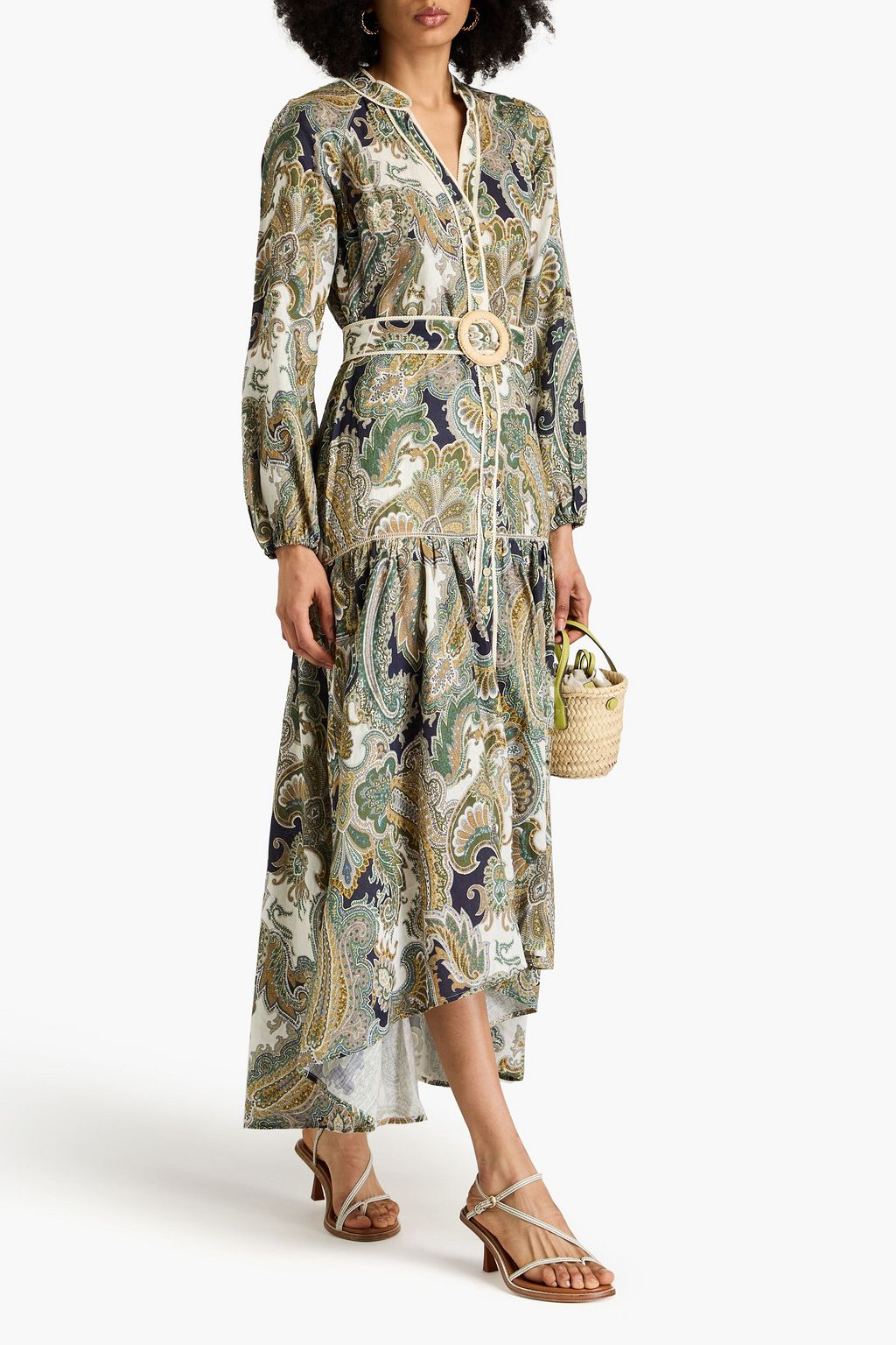 VERONICA BEARD Kadar belted paisley-print linen maxi dress