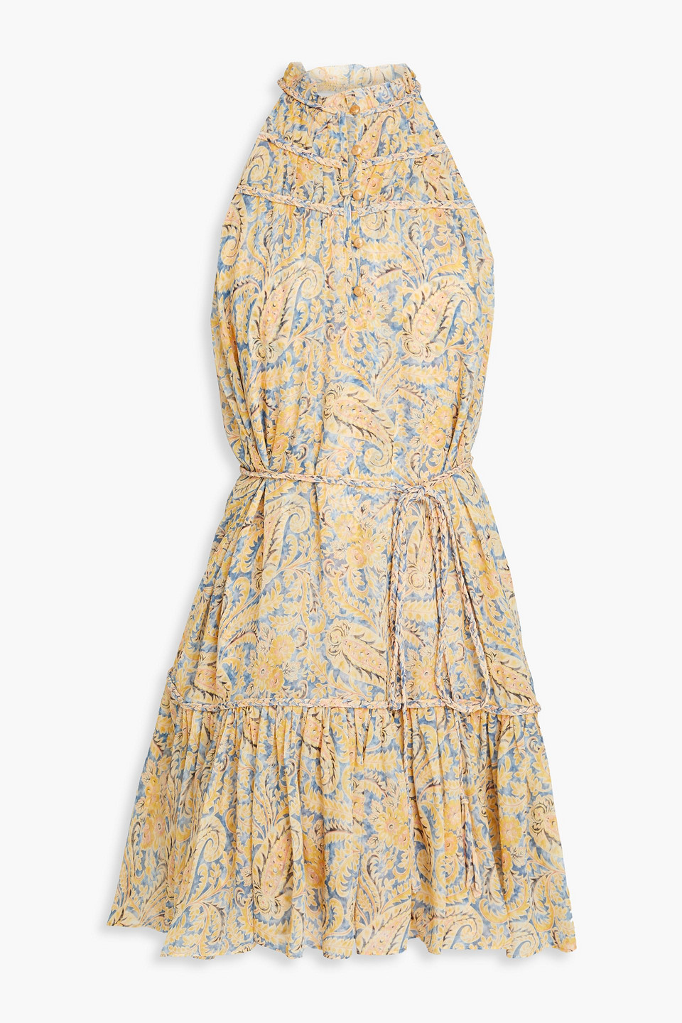 Dria ruffled paisley-print silk crepe de chine mini dress
