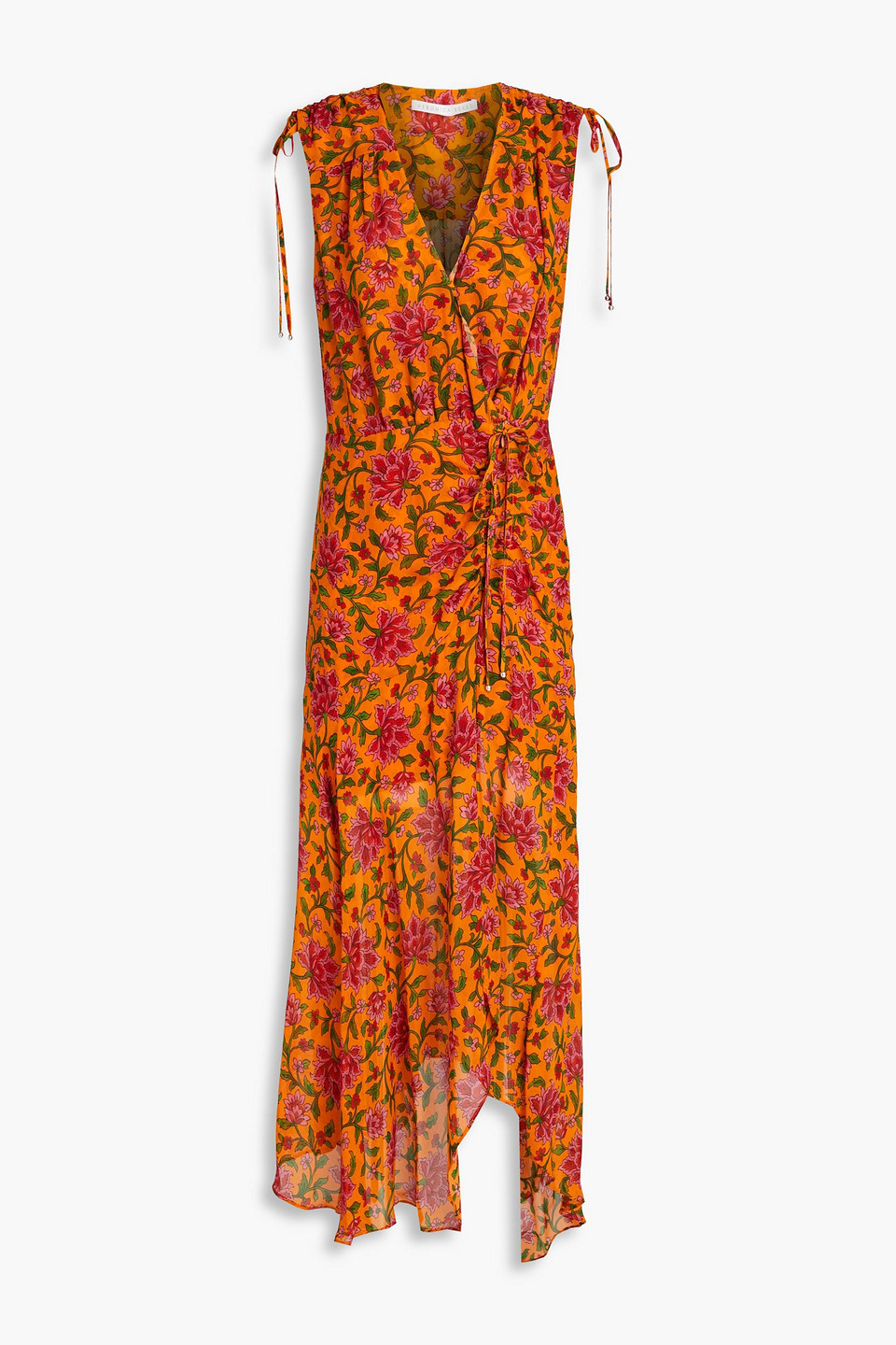 Dovima ruched wrap-effect floral-print silk-chiffon maxi dress