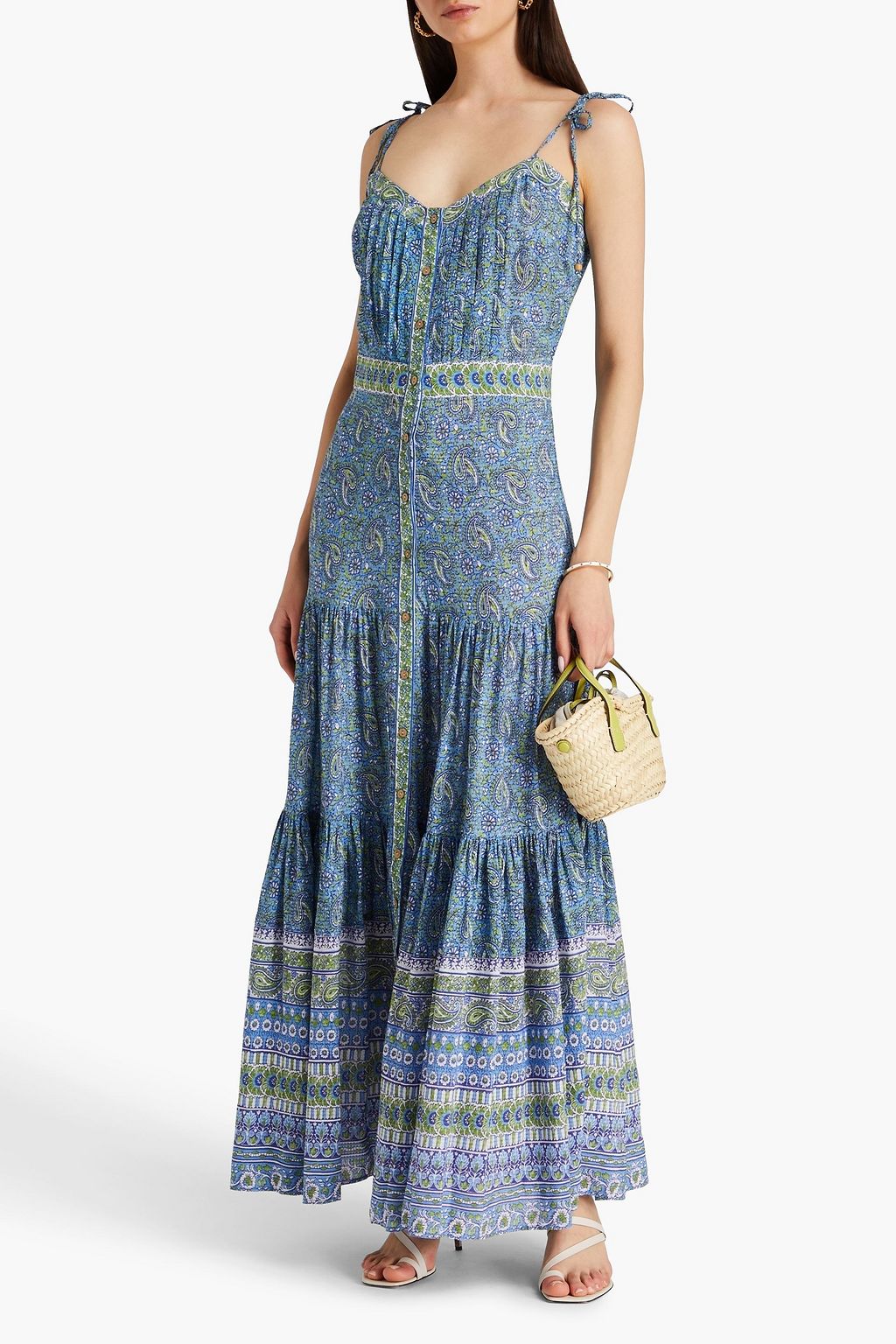 VERONICA BEARD Winsandra pintucked paisley-print jacquard maxi dress