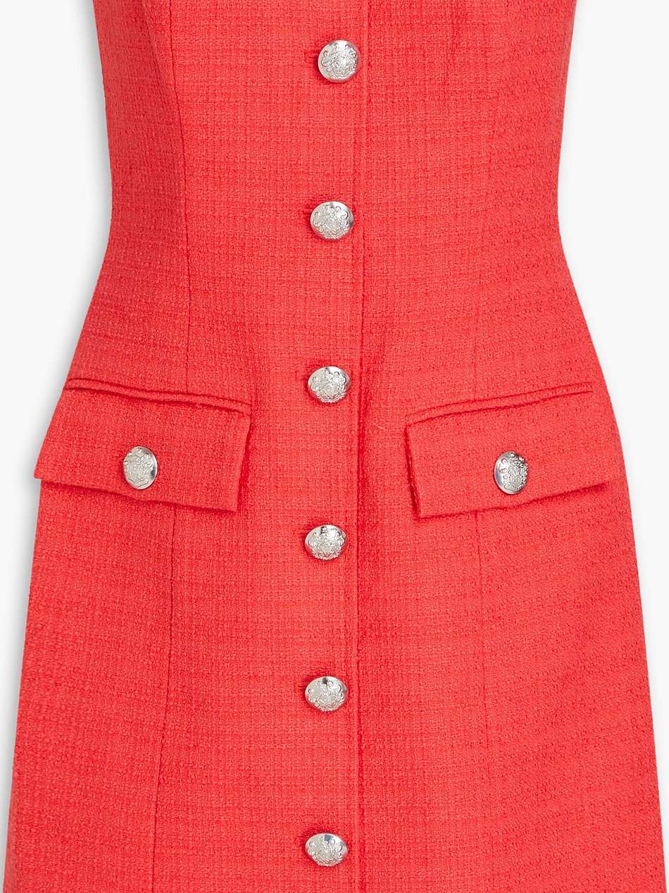 aster strapless cotton-blend tweed mini dress