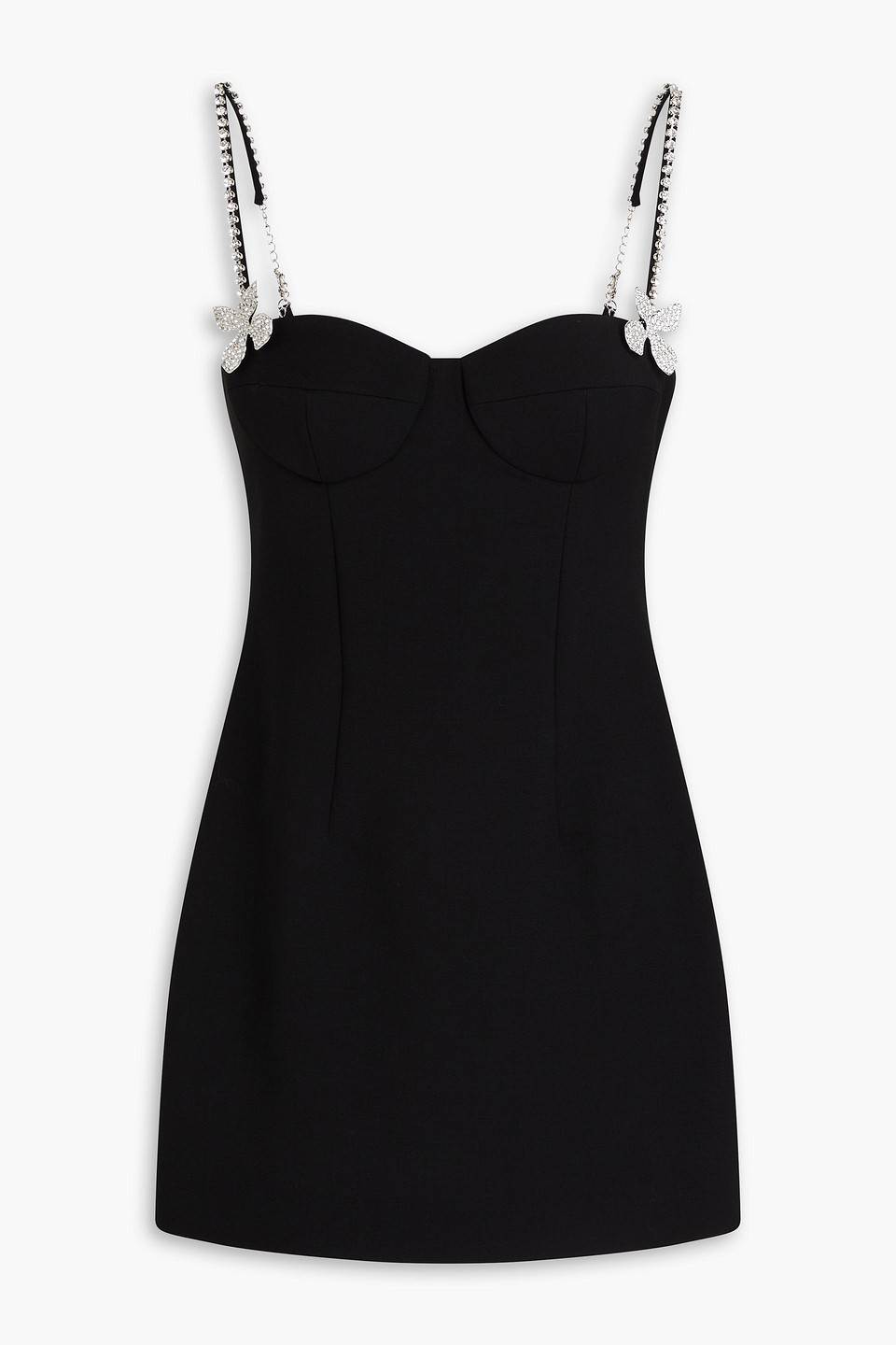 AREA CRYSTAL-EMBELLISHED WOOL-BLEND CREPE MINI DRESS