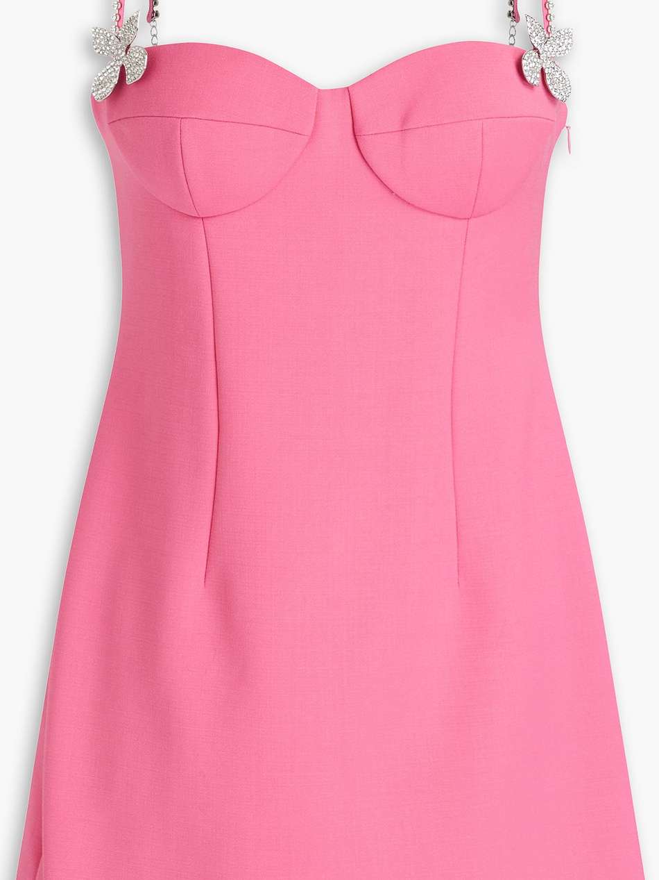 crystal-embellished wool-blend crepe mini dress