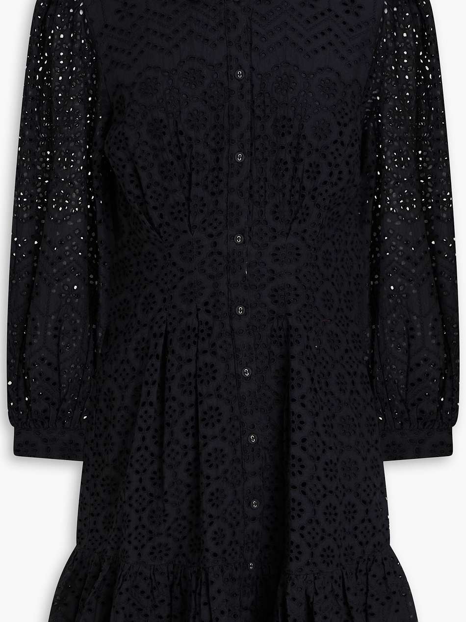 kylan pleated broderie anglaise cotton mini shirt dress