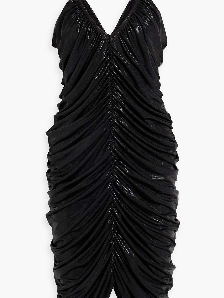 diana ruched metallic stretch-jersey dress