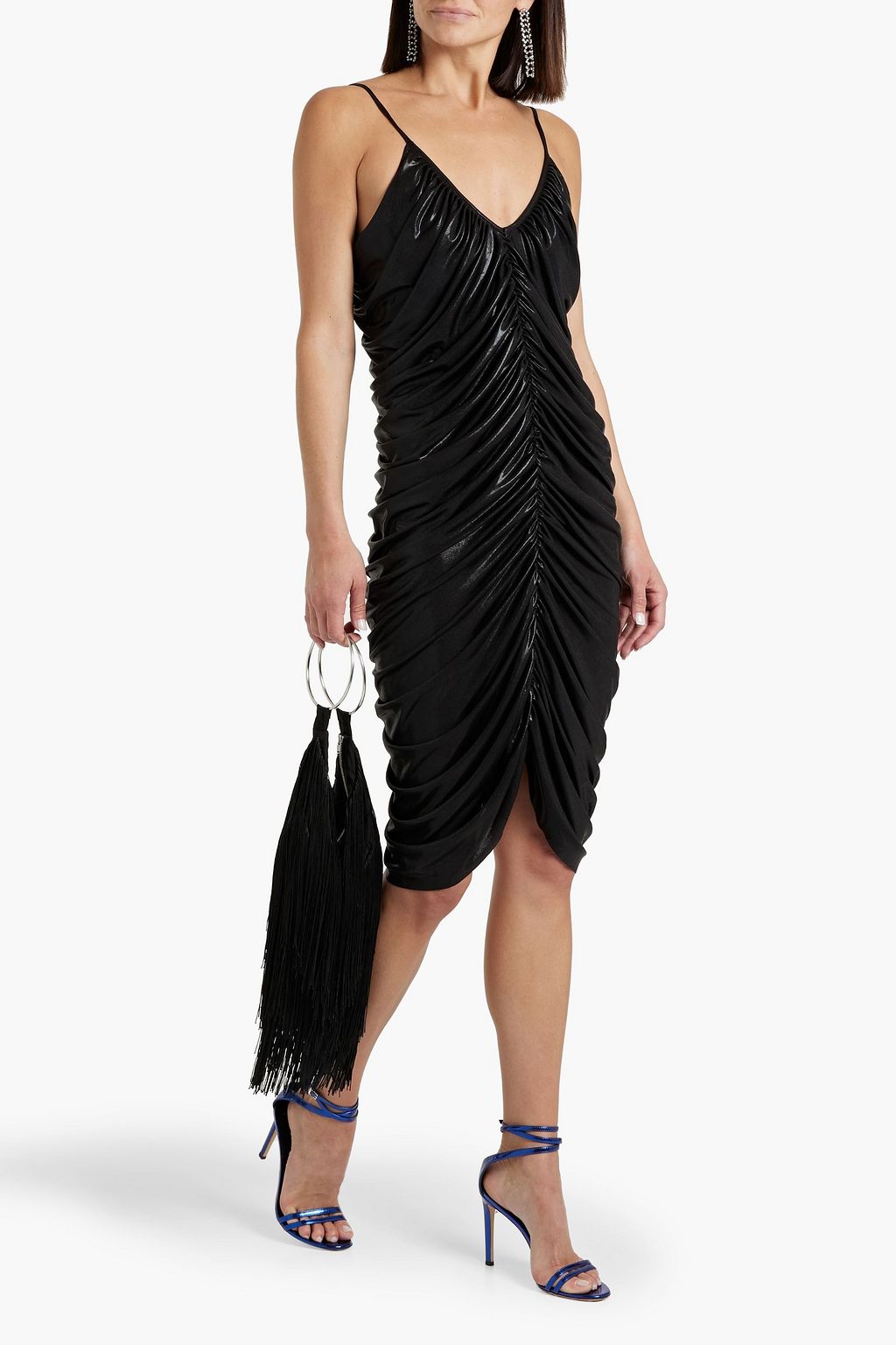 NORMA KAMALI Diana gerafftes Kleid aus Stretch-Jersey mit Metallic-Effekt
