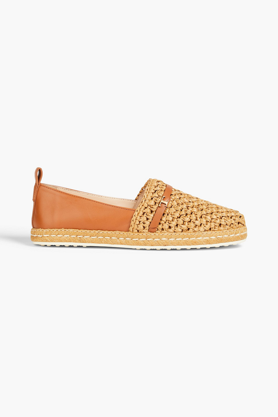 Tod's Espadrilles Aus Raffiabast Und Leder In Nudefarben