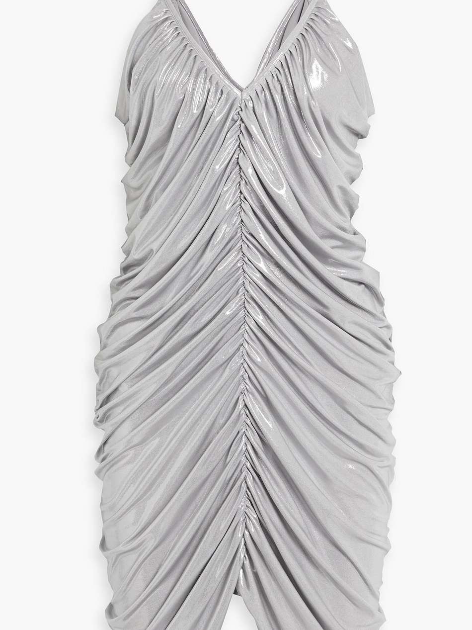 diana ruched metallic stretch-jersey dress