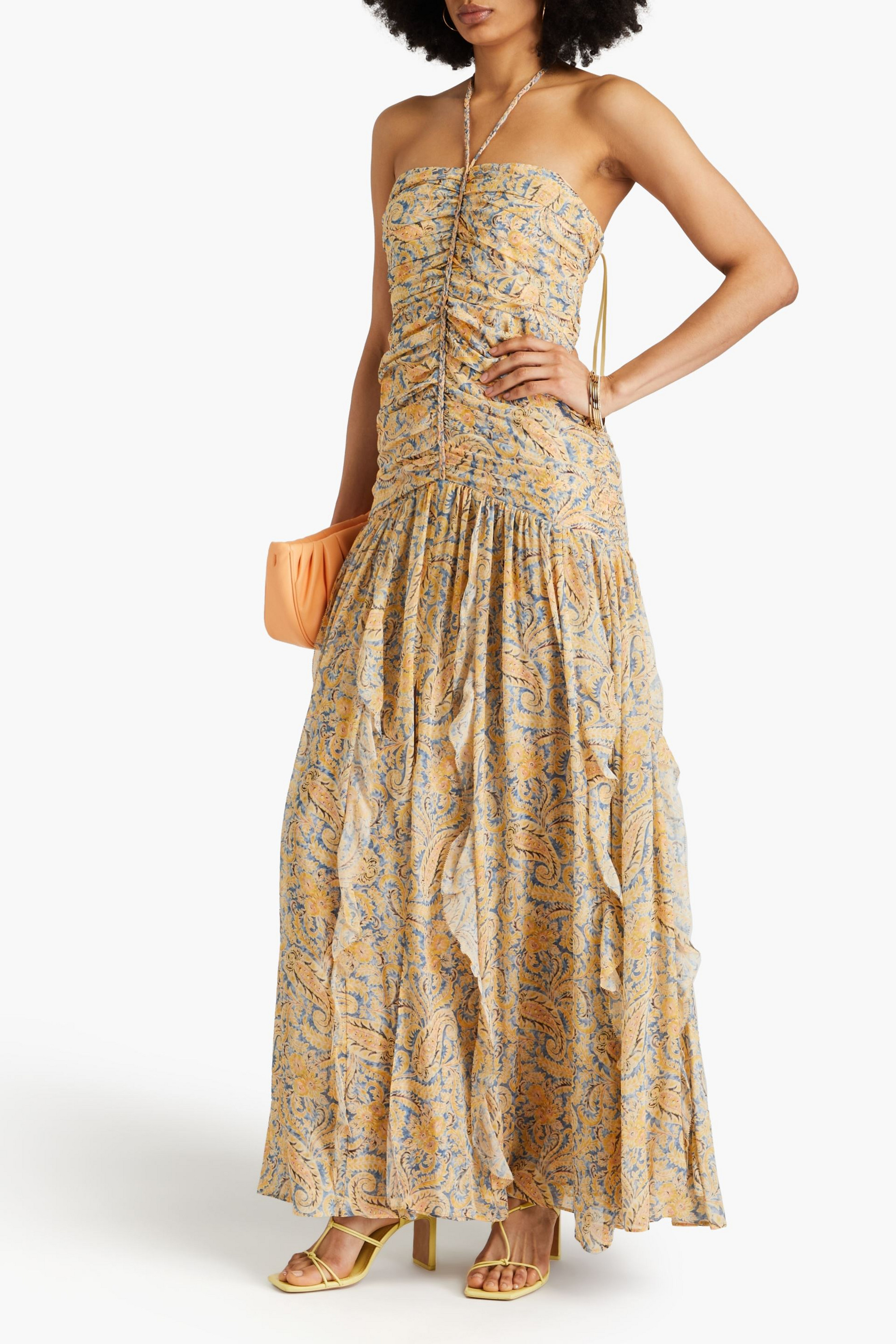 Veronica Beard Lucine paisley-print silk crepe de chine halterneck maxi dress