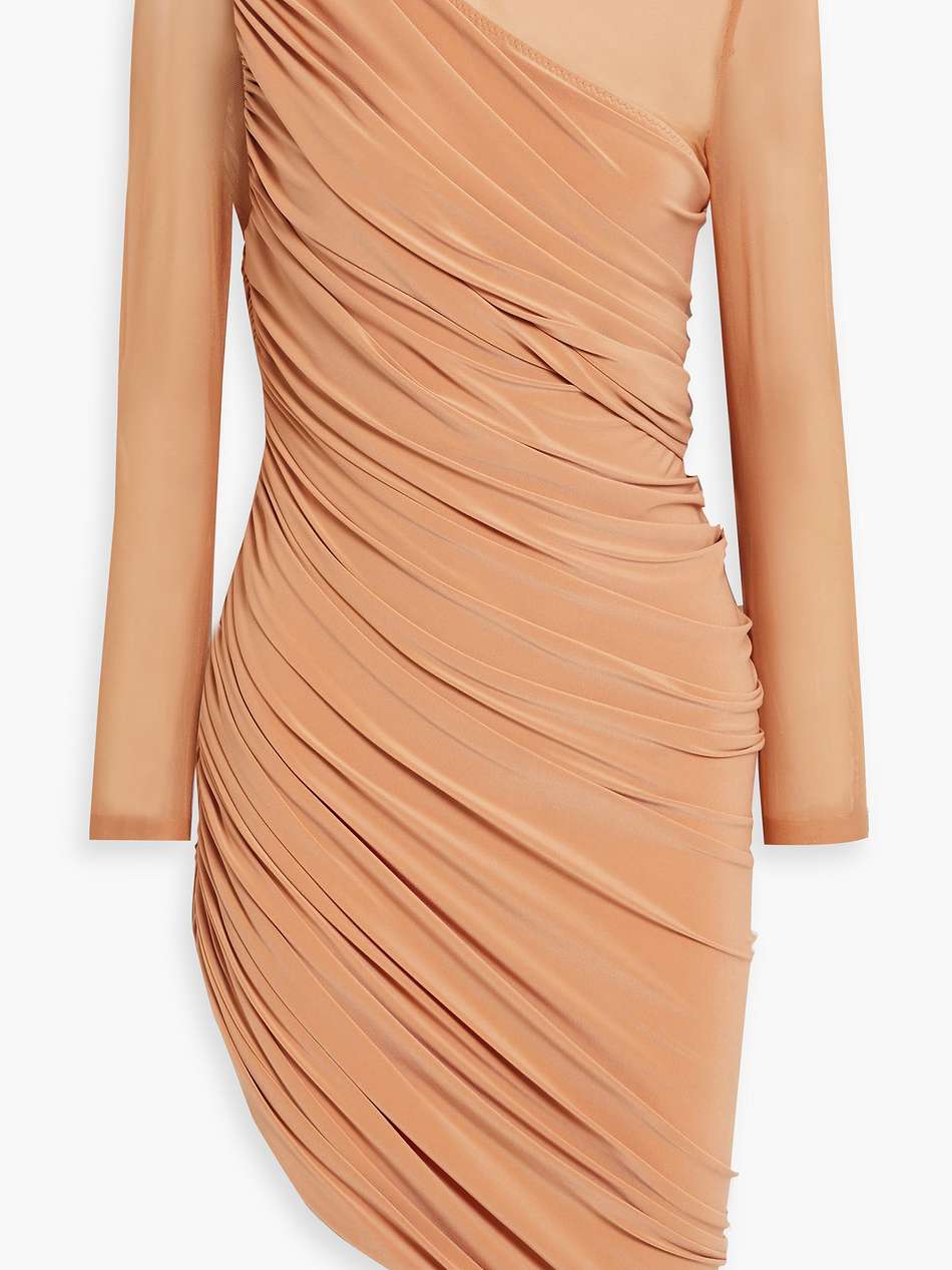 diana ruched mesh-paneled stretch-jersey mini dress