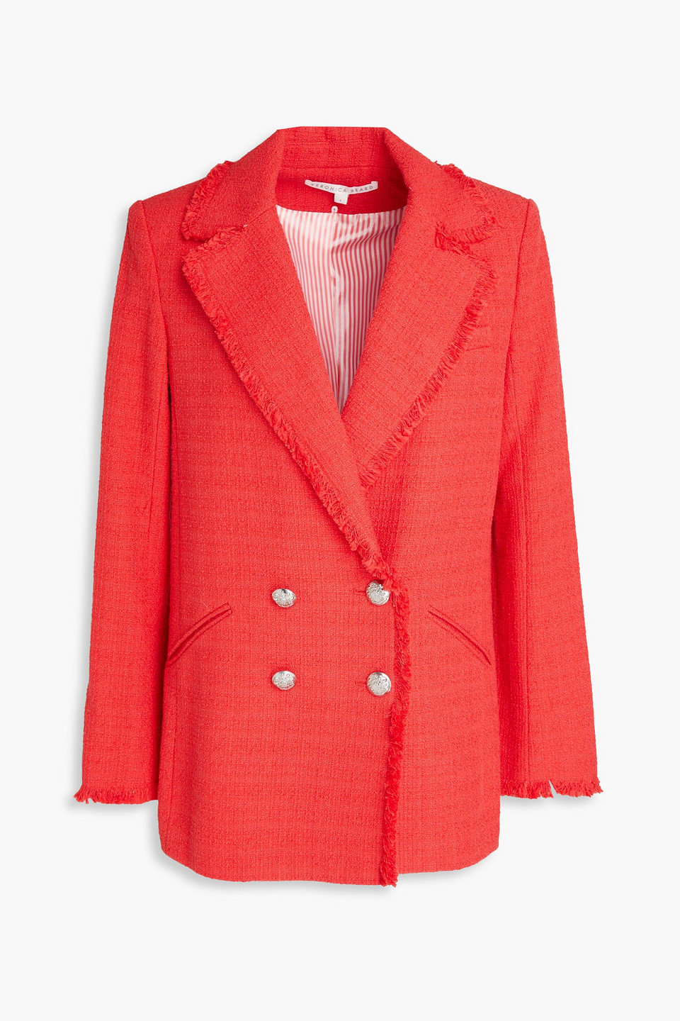 Veronica Beard Nayeli Double-breasted Cotton-blend Tweed Jacket In Papaya