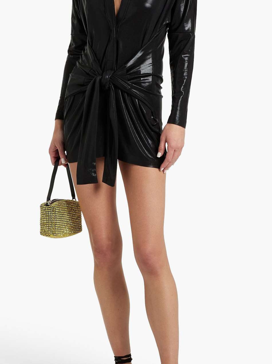 tyy belted coated stretch-jersey mini dress
