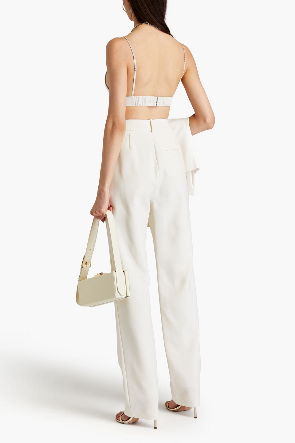 AREA CLAW EMBELLISHED CUTOUT CREPE TAPERED PANTS