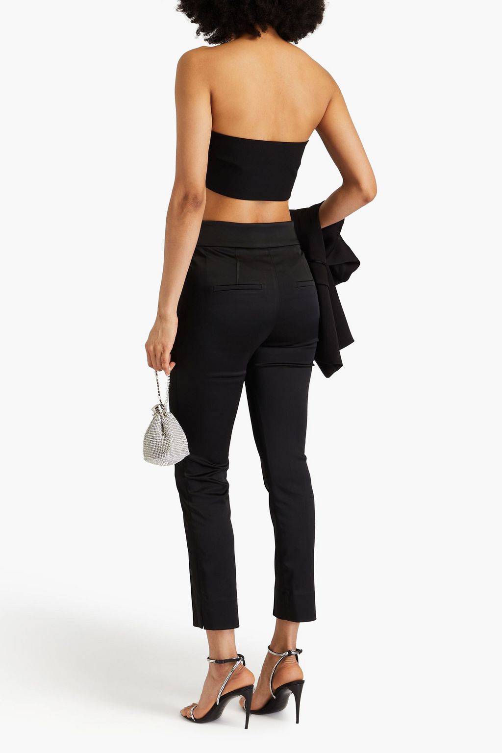 VERONICA BEARD Lago cropped stretch-satin slim-leg pants