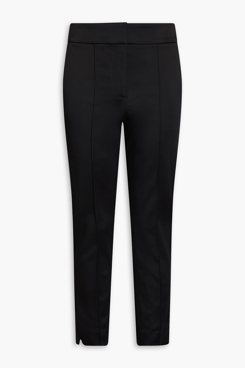 Veronica Beard Lago Cropped Stretch-satin Slim-leg Pants In Brown