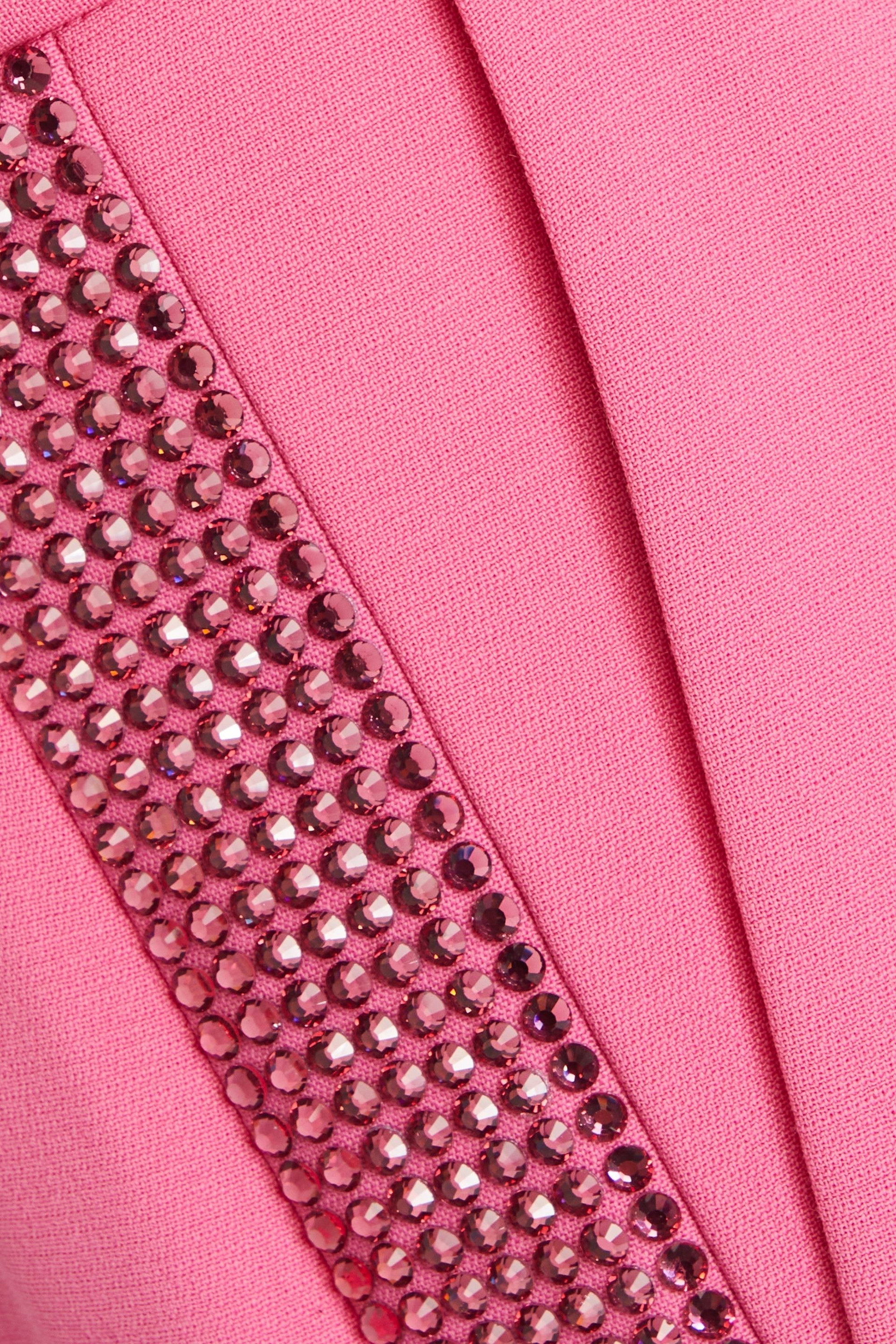 Area Crystal-embellished pleated wool-blend straight-leg pants thumbnail