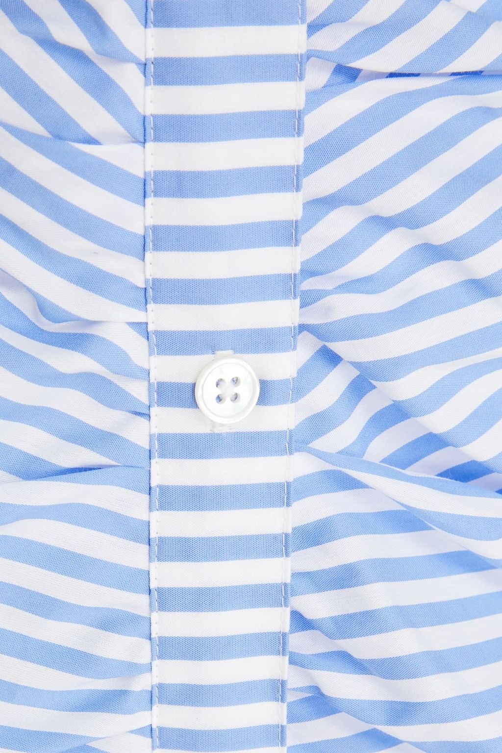 VERONICA BEARD Bell ruched striped cotton-blend poplin mini shirt dress