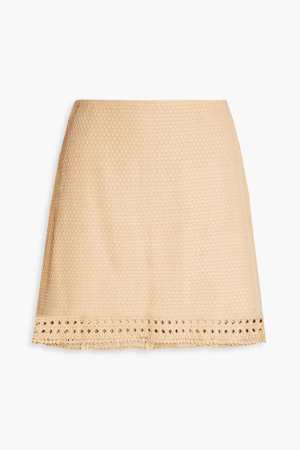 Veronica Beard Faedra Leather Mini Skirt In Sand