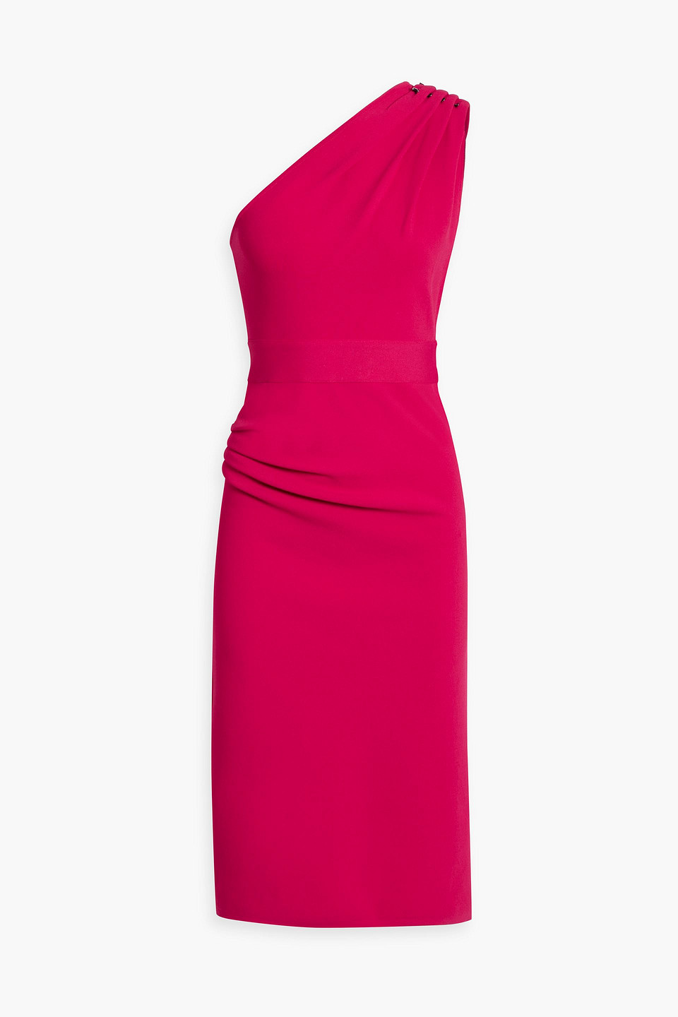 Herve Leger One-shoulder Embellished Stretch-knit Dress In Fuchsia