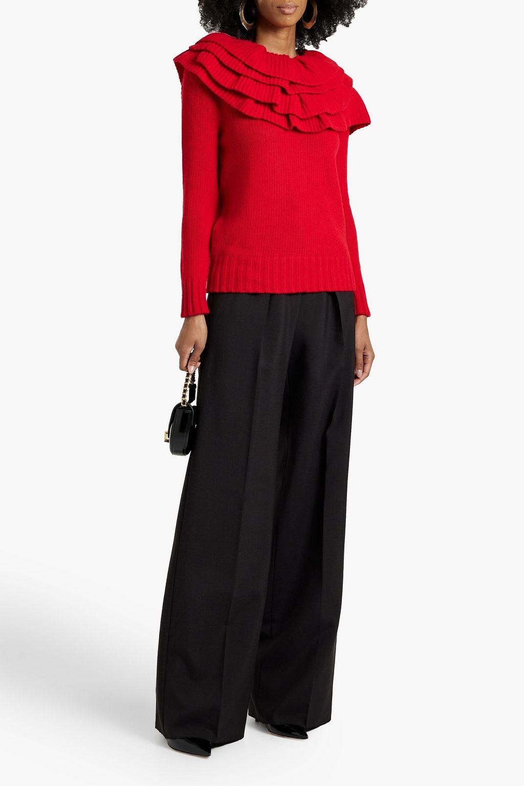 VALENTINO GARAVANI Ruffled wool and cashmere-blend sweater