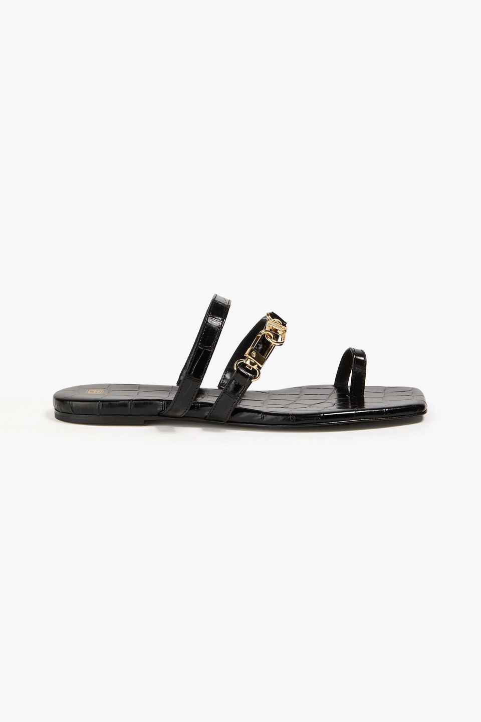 Totême - Embellished croc-effect leather sandals - Black - EU 35