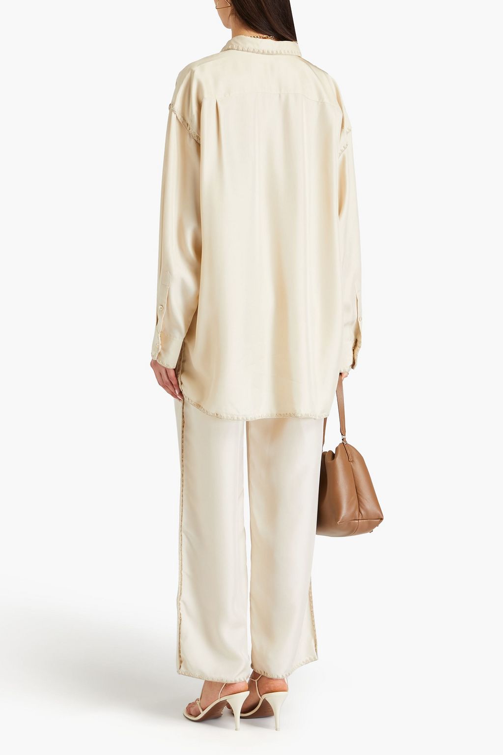 TOTEME Embroidered silk-satin shirt