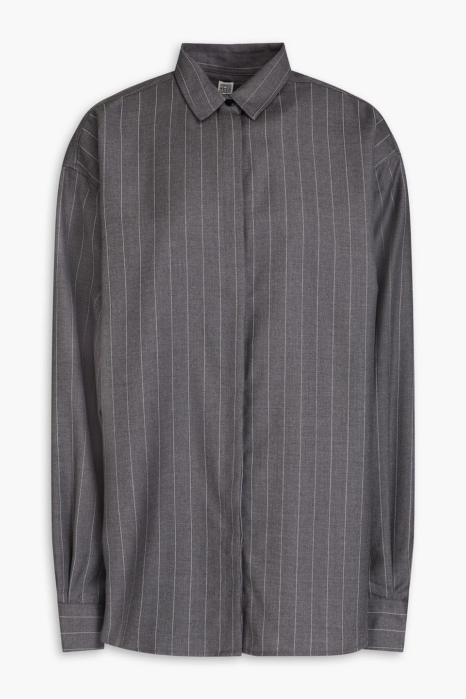 Totême Striped Wool-twill Shirt In Gray