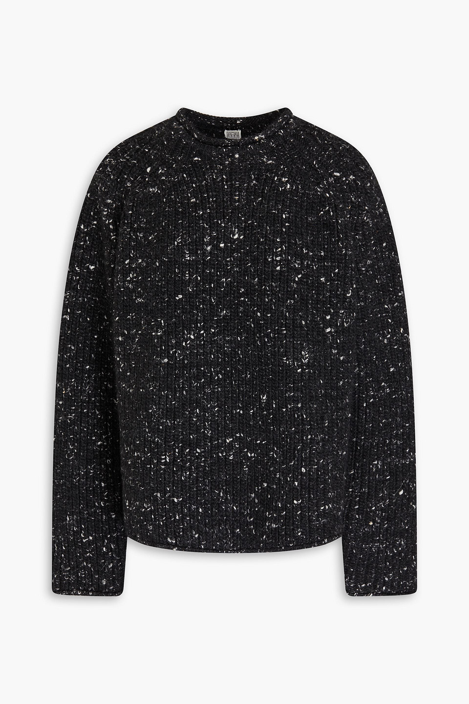 Totême Donegal Ribbed Wool, Alpaca And Silk-blend Sweater In Charcoal