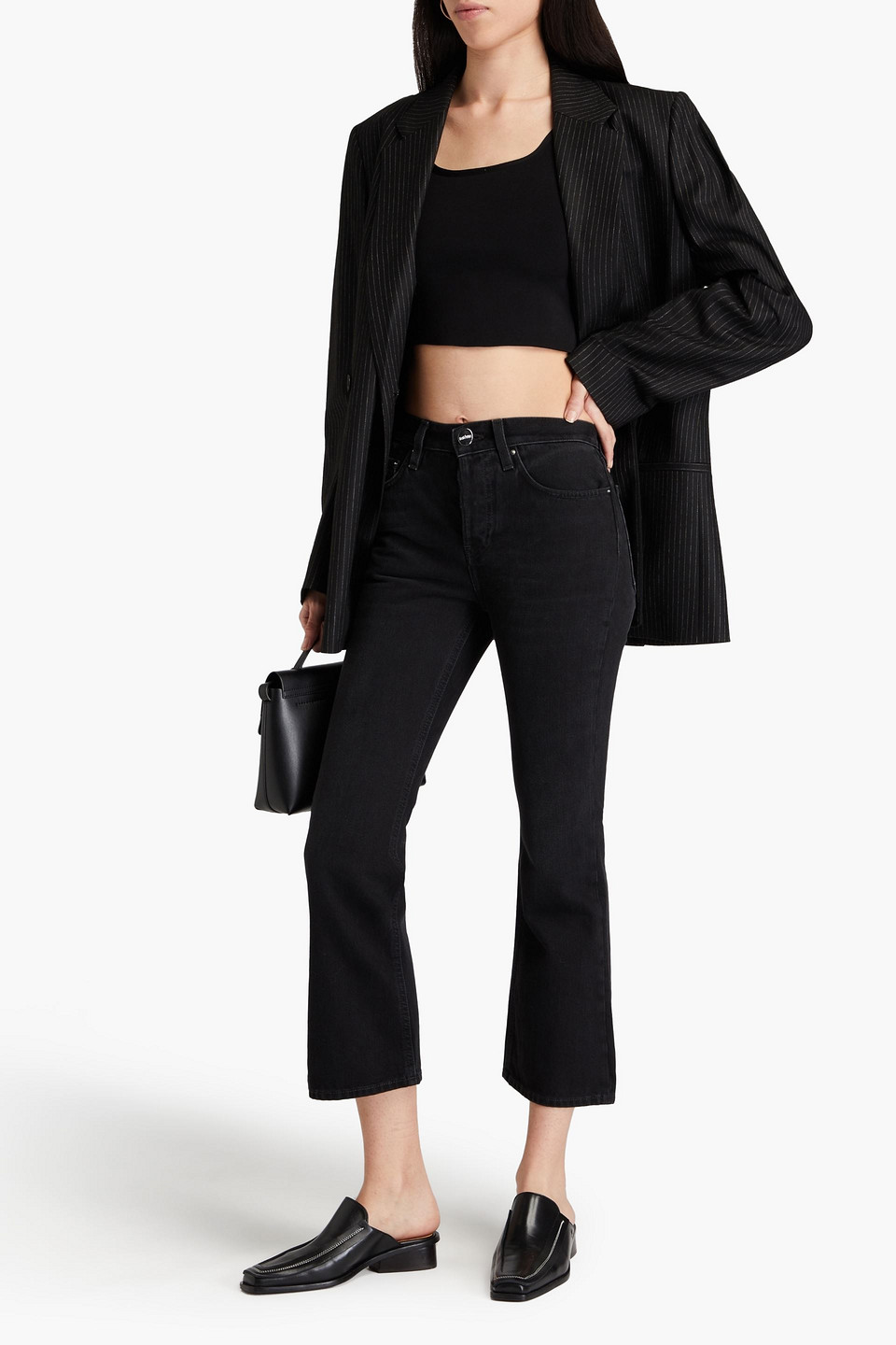 Shop Totême High-rise Kick-flare Jeans In Black