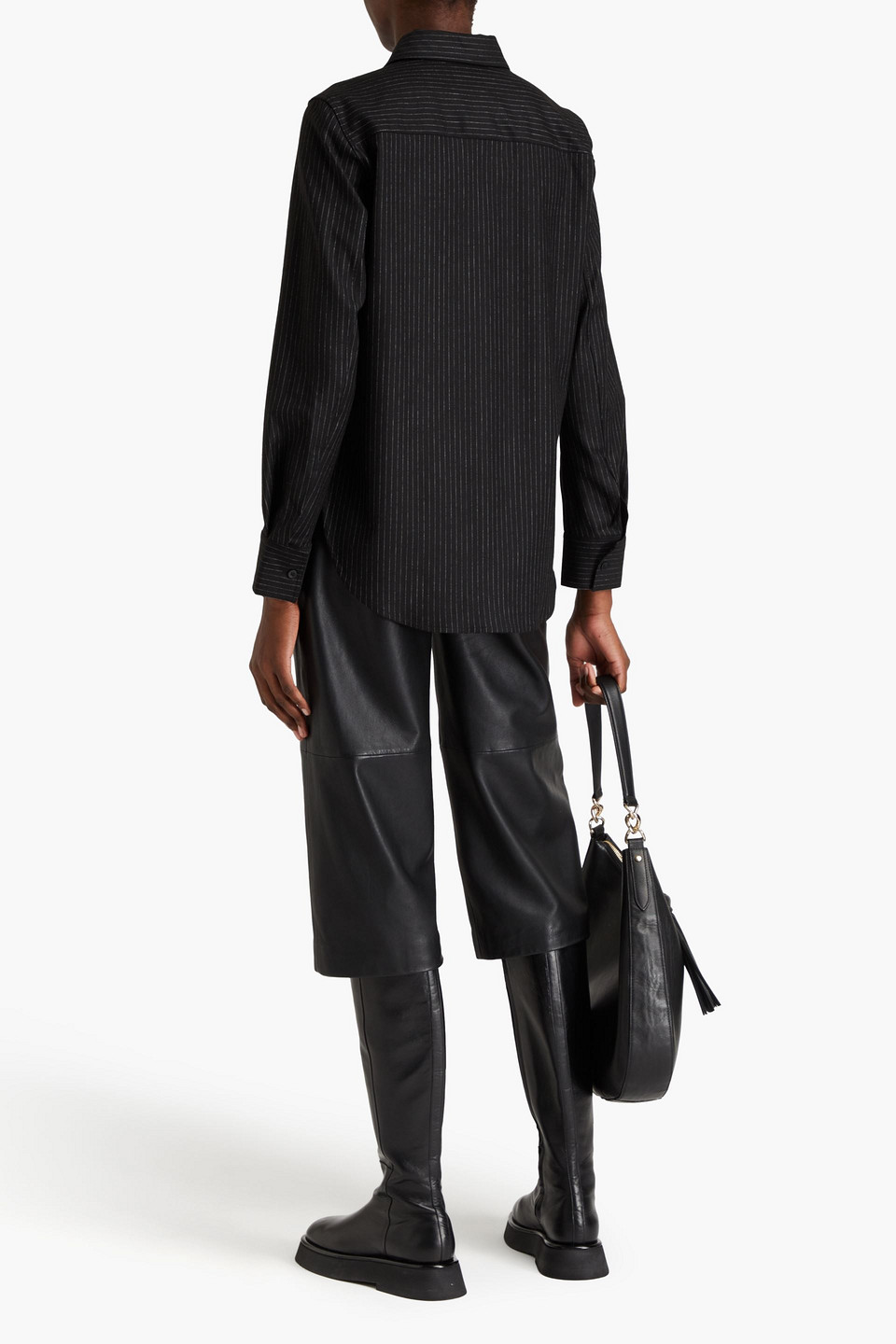 Totême Pinstriped Twill Shirt In Black
