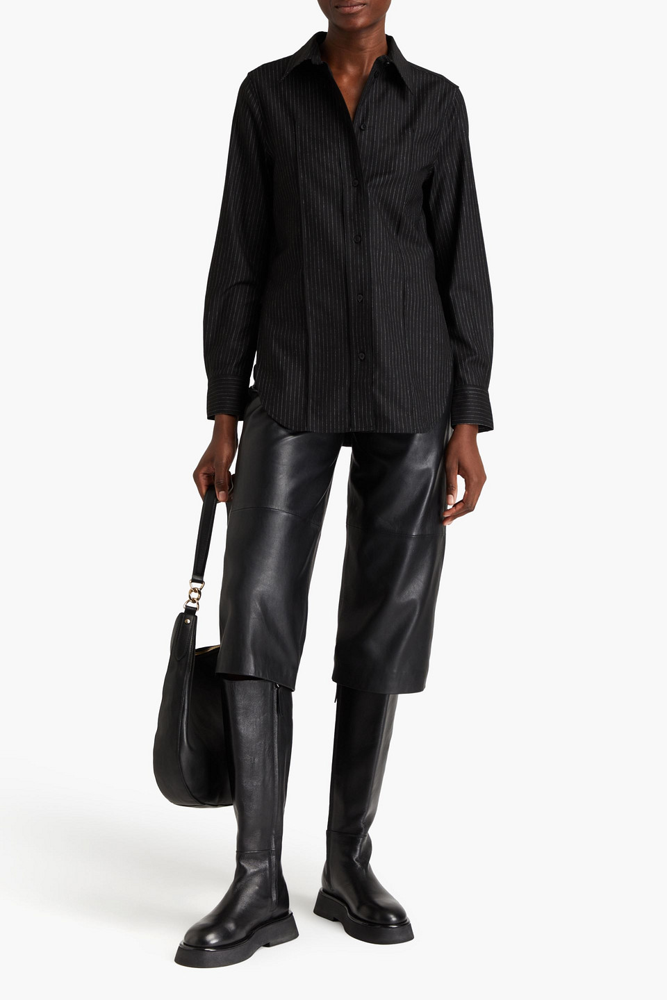 Totême Pinstriped Twill Shirt In Black